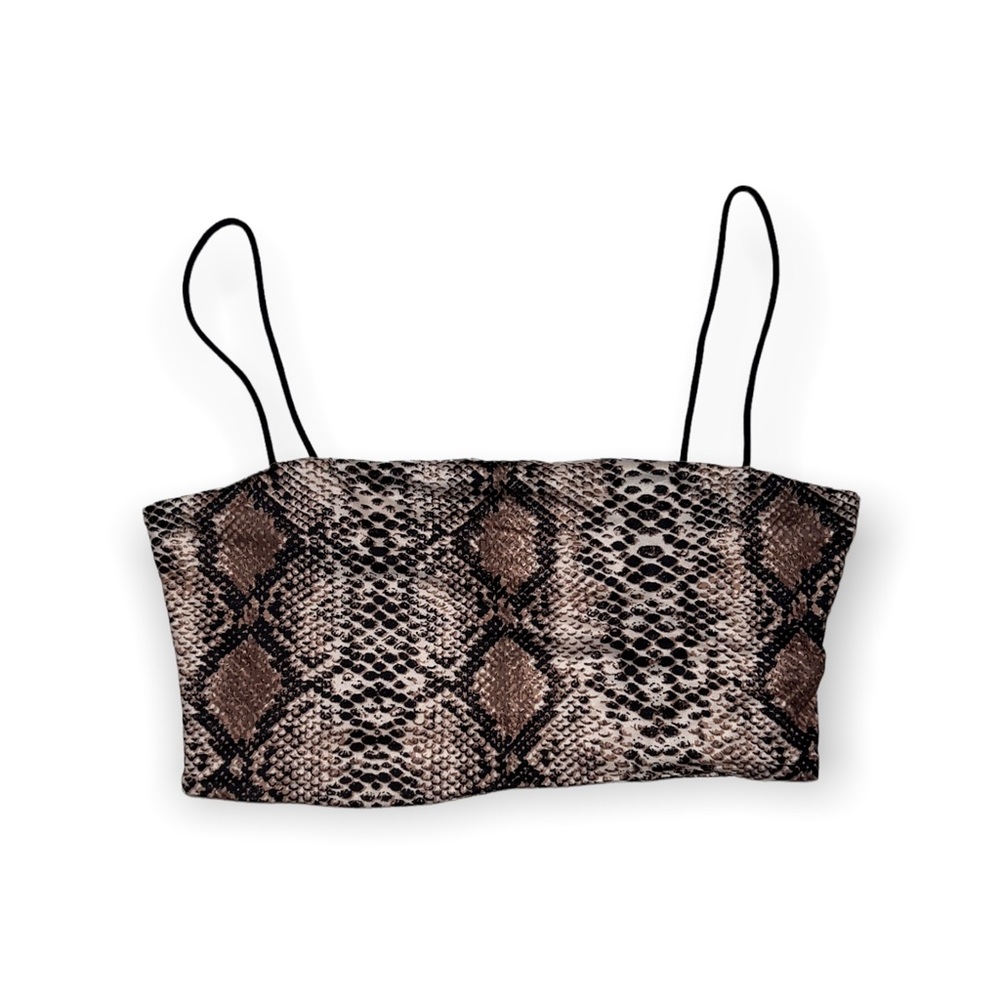 Snakeskin Cropped Tank Top, Size S